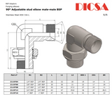 BSP Male Adjustable Elbow Adaptor, E/MB/ADJ