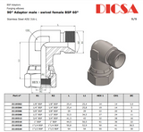 BSP Male to Female Elbow Adaptor, E/MB/FB