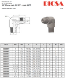 BSP Taper to JIC Male Elbow Adaptor, E-MBT-MJ-90 | TTA Hydraulics