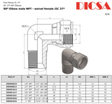 NPT Male to JIC Female Swivel Elbow Adaptor, E/MN/FJ/90