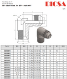 NPT to JIC Male Elbow Adaptor, E-MN-MJ-90 | TTA Hydraulics