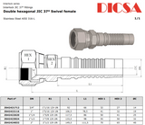 JIC Female Straight Double Hex Hose End | TTA Hydraulics
