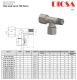 Tube Stud Barrel T-Piece to Metric,L&S Series, LE | TTA Hyd