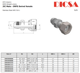 JIC Male to ORFS Female Adaptor, MJ/FORFS | TTA Hydraulics
