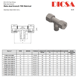 Tube Stud Branch T-Piece to Metric, L&S Series | TTA Hydraulics