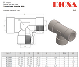 BSP Female T-Piece Fixed Adaptor, T-FB-FIX