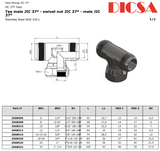JIC Male to Swivel Female Branch T-Piece Adaptor | TTA Hyd