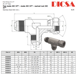 JIC Male Swivel Female Run T-Piece Adaptor | TTA Hyd