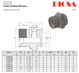 BSP Male Weldon, Inside Weld | TTA Hyd